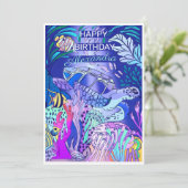 水中カメの誕生日 招待状 (スタンド正面)