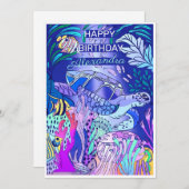 水中カメ誕生日  招待状 (正面/裏面)