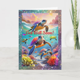 水中カメ、5" x 7"折り畳みGet Well Card カード