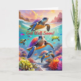 水中カメ、5" x 7"折り畳みGet Well Card カード