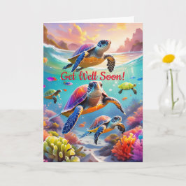 水中カメ、5" x 7"折り畳みGet Well Card カード