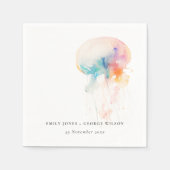 水中カラフルクラゲ結婚ズ スタンダードカクテルナプキン (正面)