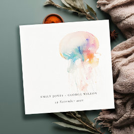 水中カラフルクラゲ結婚ズ スタンダードカクテルナプキン