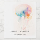 水中カラフルクラゲ結婚ズ ワインラベル (シングルラベル)