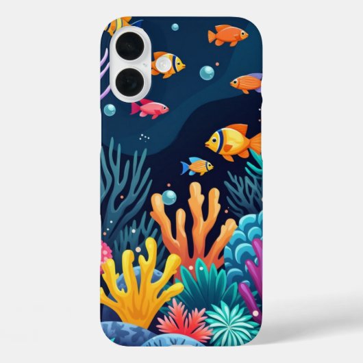 水中カラフルサンゴ礁および魚海生物 Case-Mate iPhoneケース (裏面)