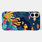 水中カラフルサンゴ礁および魚海生物 Case-Mate iPhoneケース (裏面 (横))