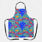 水中カラフルサンゴ礁シームレスパターン エプロン (正面)