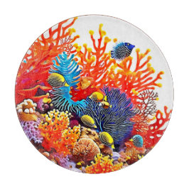 水中カラフルシーライフデザイン カッティングボード