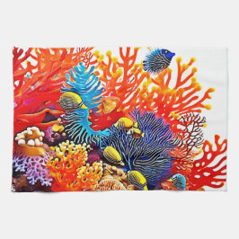 水中カラフルシーライフデザイン キッチンタオル