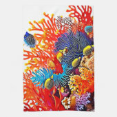 水中カラフルシーライフデザイン キッチンタオル (縦)