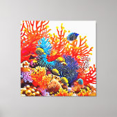 水中カラフルシーライフデザイン キャンバスプリント (正面)