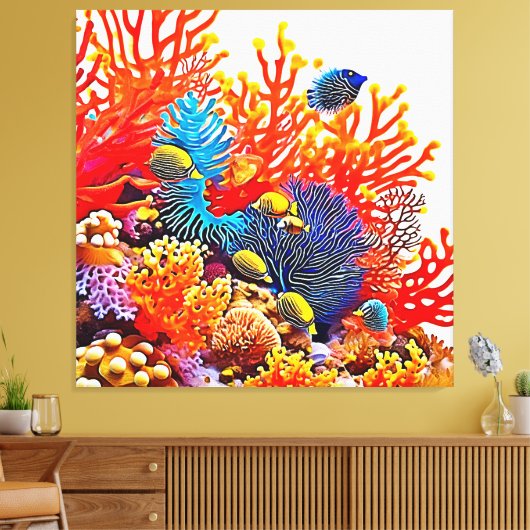 水中カラフルシーライフデザイン キャンバスプリント (インサイチュ (リビング))