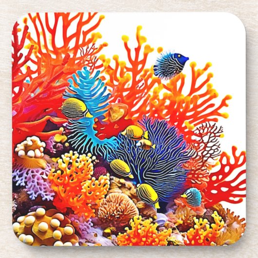水中カラフルシーライフデザイン コースター (正面)