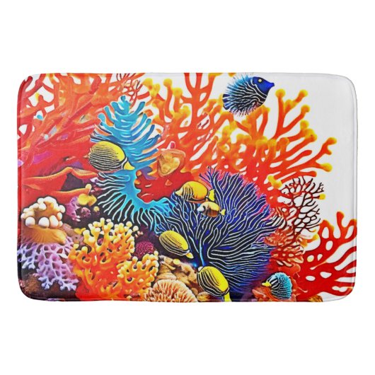 水中カラフルシーライフデザイン バスマット (正面)