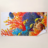 水中カラフルシーライフデザイン ビーチタオル (正面)