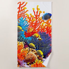 水中カラフルシーライフデザイン ビーチタオル