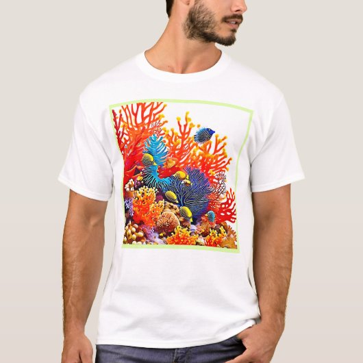 水中カラフルシーライフデザイン Tシャツ (正面)