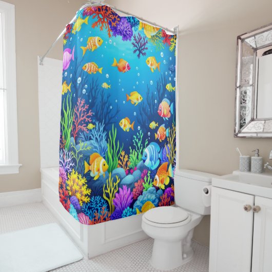 水中カラフルシーン シャワーカーテン (インサイチュ)