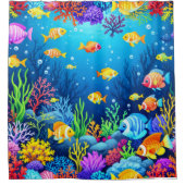 水中カラフルシーン シャワーカーテン (正面)