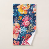 水中カラフル海生活海 バスタオルセット (ハンドタオル)