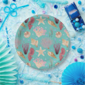 水中カラフル生活パターン ペーパープレート (パーティー)