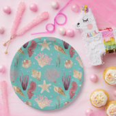 水中カラフル生活パターン ペーパープレート (パーティー)