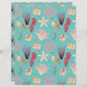 水中カラフル生活模様スクラップブック紙 (正面/裏面)