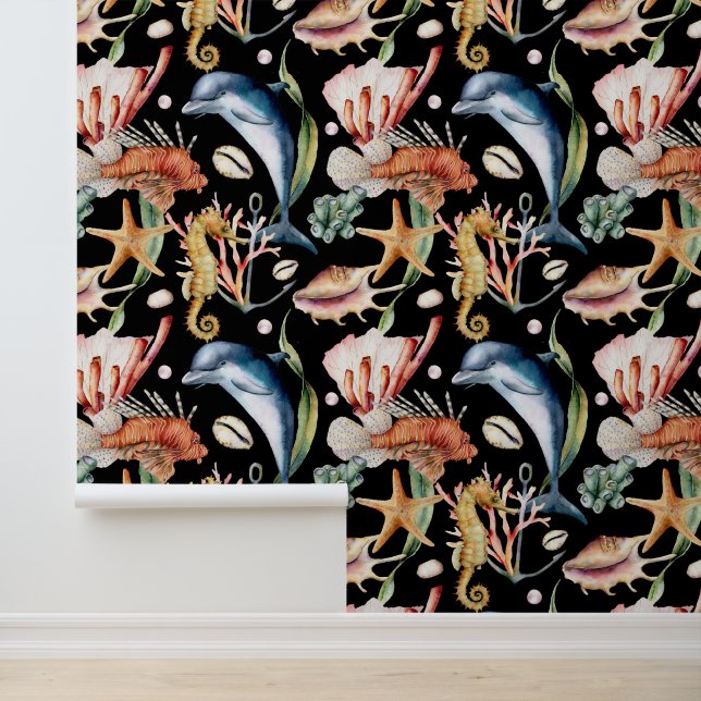 水中カラフル航海の海の動物LIfeブラック 壁紙 (アプリケーション)