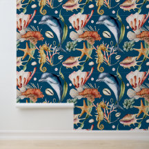 水中カラフル航海の海の動物LIfeブルー