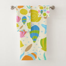 水中カラフル貝類のヒトデとカキ バスタオルセット