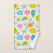 水中カラフル貝類のヒトデとカキ バスタオルセット (ハンドタオル)