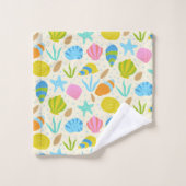 水中カラフル貝類のヒトデとカキ バスタオルセット (ウォッシュタオル)