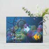 水中カラフル魚対結婚式招待状 招待状 (スタンド正面)