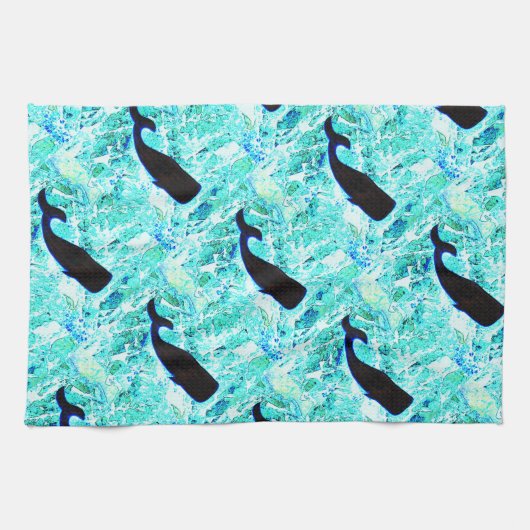 水中クジラがサンダー_コーブを泳ぐ キッチンタオル (横)