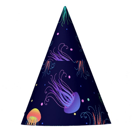 水中クラゲの世界：明るいパターン。 パーティーハット (正面)