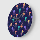 水中クラゲの世界：明るいパターン。 ラージ壁時計 (傾斜)