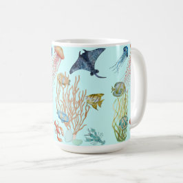 水中クラゲ及び海魚 コーヒーマグカップ