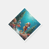 水中クリスマスシーホースとウミガメ スタンダードカクテルナプキン (角)
