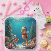 水中クリスマスシーホースとウミガメ ペーパープレート (パーティー)