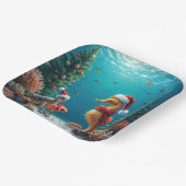 水中クリスマスシーホースとウミガメ ペーパープレート (傾斜あり)