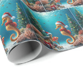 水中クリスマスシーホースとウミガメ ラッピングペーパー (ロールコーナー)