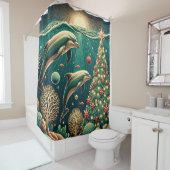 水中クリスマスドルフィンワンダーランド シャワーカーテン (インサイチュ)