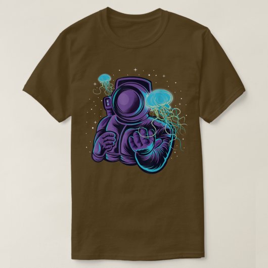 水中コスモナウツ宇宙ムーンプラネット Tシャツ (デザイン正面)
