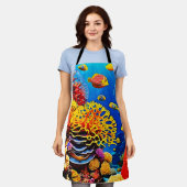 水中コーラルガーデンデザイン エプロン (着用した状態)