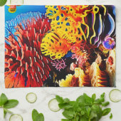 水中コーラルガーデンデザイン キッチンタオル (折り畳み)