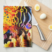 水中コーラルガーデンデザイン キッチンタオル (四つ折り)