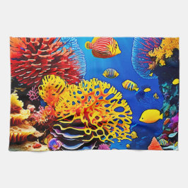 水中コーラルガーデンデザイン キッチンタオル