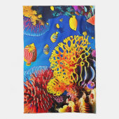 水中コーラルガーデンデザイン キッチンタオル (縦)