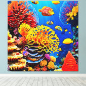 水中コーラルガーデンデザイン キャンバスプリント (インサイチュ (ウッドフロア))