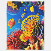 水中コーラルガーデンデザイン フリースブランケット (正面)